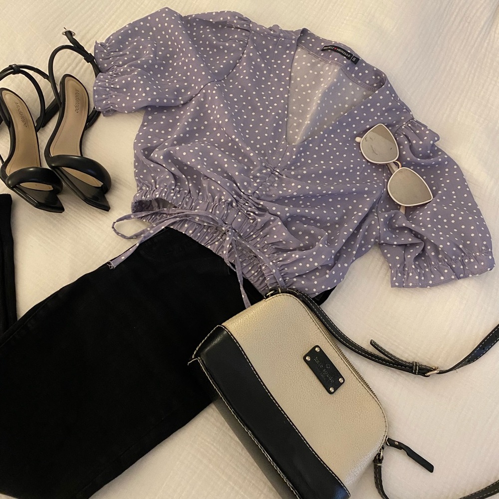 Zaful Lavender Polka Dot Blouse